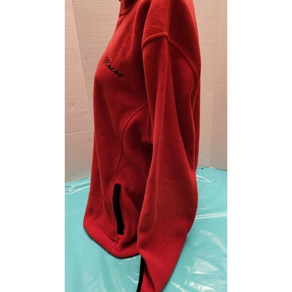 Jane Ashley Red Fleece Quarter Zip Pullover Maine Embroidered XL - Picture 7 of 14